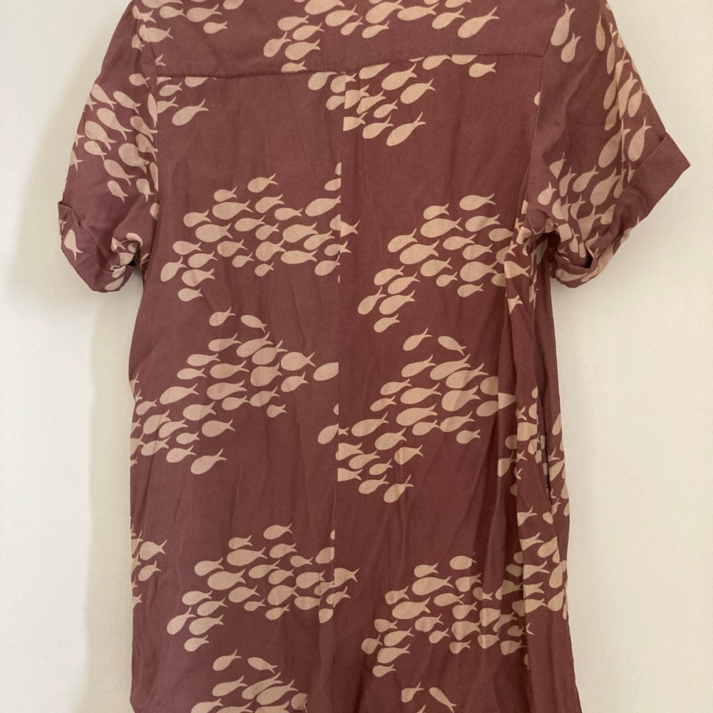 Brown Fish Print Women's Romper - Picture 2 of 3